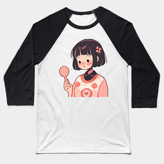 Sensitivity Anime Girl Baseball T-Shirt by Sheptylevskyi